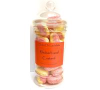 Rhubarb and Custard Sweets Gift Jar by Dolci Di Lechlade Classic British Retro Hard Boiled Traditional Sweet Shop Christmas Sectret Santa Stocking Filler Present Candy