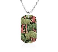 Rhubarb Vegetables Men's Pendant Necklace Chain Customizable Jewelry Dog Tag Necklaces