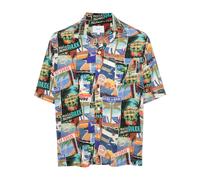 RHUDE Postal Card-print bowling shirt - Blue S-L