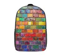 RHUSDIEOD Colored Building Blocks Backpack School Bag Rucksack for Girls Boys Waterproof Backpacks Large Capacity Kids Back Pack Lightweight School Bags for Children Students 17inch