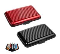 RHXWFDG 2Pcs RFID Blocking Credit Card Holder Security Wallet | Blocking security wallet for ID cards. Red and black. Durable protector business case.