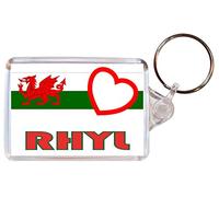 Rhyl - Love Wales/Welsh Towns & Cities Flag - Double Sided Large Keyring Name Tag Souvenir/Gift/Present