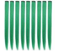 Rhyme 10 PCS Colored Hair Extensions for Girls 21 inch Green Wig Hairpieces for Women Green Hair Accessories Party Hightlight Hair Girls Gift (Green)