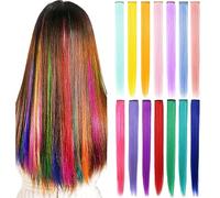 Rhyme 14 Color 14 PCS Colored Hair Extensions Clip in/on for Women Girls Hiar Accessories Wig Pieces Synthetic Hair Extensions (Multicolour)