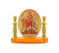 Rhymestore MATA Ji Oval Shaped Murti for Car Dashboard, Office Table, Home, Mandir | Idol Statue Showpiece Decor Sculpture for Gift (RYM-Mataji_Oval_Piller)