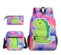 Rhymh Girls Cute Dinosaur Backpack Shoulder Bag Pencil Case 3PCS Set - 17in (C,3cps)