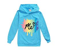 Rhymh Girls Moriah Elizabeth Hoodies Kids Ranboo Crown Sweatshirts Top Moriah Elizabeth Merch (light blue,150cm,9 Years,10 Years)
