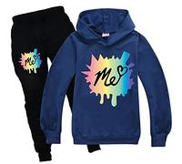 Rhymh Girls Moriah Elizabeth Hoodies Set Boys Hoody Top Sweatshirts Ranboo Crown Moriah Elizabeth Merch (navy blue,160cm,11 Years,12 Years)