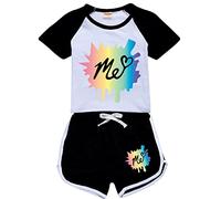 Rhymh Moriah Elizabeth Tracksuits T Shirt and Shorts 2pcs Set for Girls Boys Moriah Elizabeth Merch T Shirt Outfits (Black,130cm,5 Years,6 Years)
