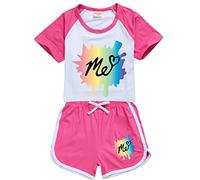 Rhymh Moriah Elizabeth Tracksuits T Shirt and Shorts 2pcs Set for Girls Boys Moriah Elizabeth Merch T Shirt Outfits (Rose red,150cm,9 Years,10 Years)