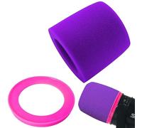 RhymKawa MV7 Pop Filter for Shure MV7 and MV7X Purple Foam Windscreen with Pink Retainer Ring