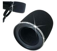 RhymKawa MV7 Pop Filter Replace for Shure MV7, MV7i, MV7+, MV7X, Microphone Windscreen Cover, Black with Sparkly Retainer Ring