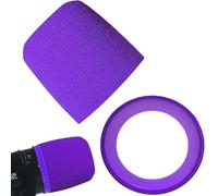 RhymKawa Purple Pop Filter Compatible with Shure MV7 MV7+ MV7X Mic - High Density Foam Windscreen with Luminous Glow-in-The-Dark Blue Ring for Night Streamer Setup