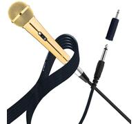 RhymKawa Sparkle Gold Cardioid Dynamic Vocal Wire Microphone with 10FT XLR Cable