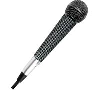 RhymKawa Vocal Microphone with XLR Cable, Black Die-Cast Body and Sparkle Rhinestones Handle Sleeve for KTV, Singing, DJ, Church