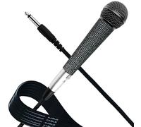 RhymKawa XLR Vocal Microphone with Black Full Metal Body and Sparkly Pink Cover for Wire Mic Decoration and Protection
