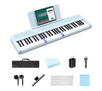 Rhymo 61 Key Smart Keyboard for Beginners, Portable Light up Music Keyboard with Bluetooth, Music Stand, Earphones, Electric Piano Keyboard Built-In Dual Speakers and One-Year Free Apps for Practice