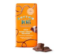 RHYTHM 108 Swiss Vegan Organic Dark Cocoa Orange Bar with M'lk Chocolate 9 x 100g Case
