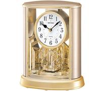 Rhythm 7724/9 Tischuhr Quarz mit Drehpendel, Gehäuse champagnerfarben