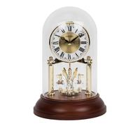 Rhythm Anniversary Mantel Clock Wood Base Glass Dome