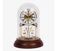 Rhythm Anniversary Mantel Clock Wood Base Glass Dome