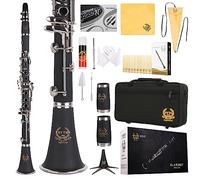 Rhythm Bb Clarinet 17 Nickel Keys Includes Case, Stand, 10 Reeds & Cleaning Kit - Black/Silver