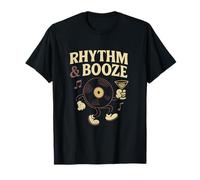 Rhythm & Booze Vintage Vinyl Party Crew Graphic T-Shirt