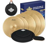 Rhythm Bytes Cymbal Pack with Drum Mute Pads | 12pcs Cymbal Set & Drum Silencer Pads, Quiet Drum Set Cymbals 14"/16"/18"/20" | Drum Mute Pak 10"/12"/13"/14"/16", 1 Bass Drum Mute Pad, Free Cymbals Bag