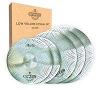 Rhythm Bytes Low Volume Cymbal Pack | 5-pcs Quiet Cymbal Set | Silent Practice for Drums - 14" Hi-Hats, 16" Crash, 18" Crash, 20" Ride | Perfect for Practice & Rehearsals, Chrome