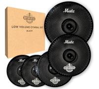 Rhythm Bytes Low Volume Cymbal Pack | 5-Piece Quiet Cymbal Set | Silent Cymbals for Drums - 14" Hi-Hats, 16" & 18" Crash Cymbals, 20" Ride Cymbal | Perfect for Practice & Rehearsals - BLACK