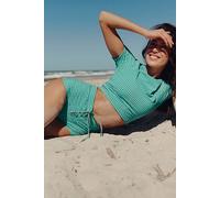 Rhythm Capri Check Rashguard Surf Top at Free People in Teal Blue, Size: Medium - female