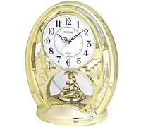 Rhythm Cont Mantel Clk Oval Gilt/Arabic Dial/Rotating Pend