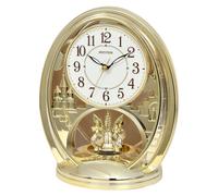 Rhythm Cont Mantel Clk Oval Gilt/Arabic Dial/Rotating Pend