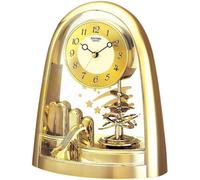Rhythm Cont Mantel Clock Arched Top/Sprial Pendulum Gilt