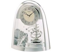 Rhythm Cont Mantel Clock Arched Top/Sprial Pendulum Silver
