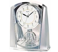 Rhythm Contemporary Mantel Clock Chrome Colour with Pendulum
