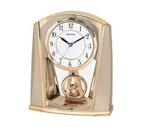 RHYTHM Contemporary Modern Mantel Clock Gold Champagne Colour Swinging Pendulum Easy to Read Dial 4RP772WR13