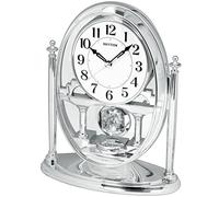 Rhythm Silver Oval Mantel Clock with Swarovski Crystals CRP609WR19
