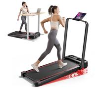 RHYTHM FUN Incline Foldable Treadmill, Walking Pad with Handle Bar 3 Level Incline, 300 Lbs Portable Treadmill for Home Office, Under Desk Compact Treadmill with LED Display Remote Control & APP