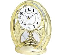 Rhythm Cont Mantel Clk Oval Gilt/Arabic Dial/Rotating Pend