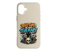 Rhythm Is My Therapy Graffiti Drummer Drum Set Art Case for iPhone 16 Plus