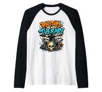 Rhythm is My Therapy Graffiti Drummer Drum Set Art Raglan Baseball Tee