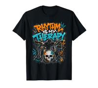 Rhythm is My Therapy Graffiti Drummer Drum Set Art T-Shirt