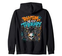 Rhythm Is My Therapy Graffiti Drummer Drum Set Art Zip Hoodie