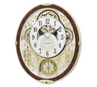 Rhythm Magic Motion Gala Clock Crystal Decor Wood Effect