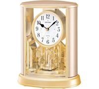 Rhythm Mantel Clock 2 Tone Oval Rotating Pendulum Crystal Arabic Dial 4SG724WR18