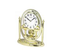 Rhythm Mantel Clock Moving Pendulum Adorned Crystals Gold White Face CRP609WR18