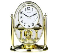 Rhythm Mantel Clock with Pendulum & Acrylic Decoration Gold