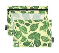 Rhythm of Spring Branch Leaves Binder Pockets Cosmetic Bag for Rings Binder Folders with 3 Holes for Children Home Travel Cards Storage Container