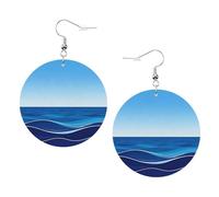 Rhythm Of The Sea Print Trendy Dangle Earrings For Women Lightweight And Silver-Plated Ear Hooks